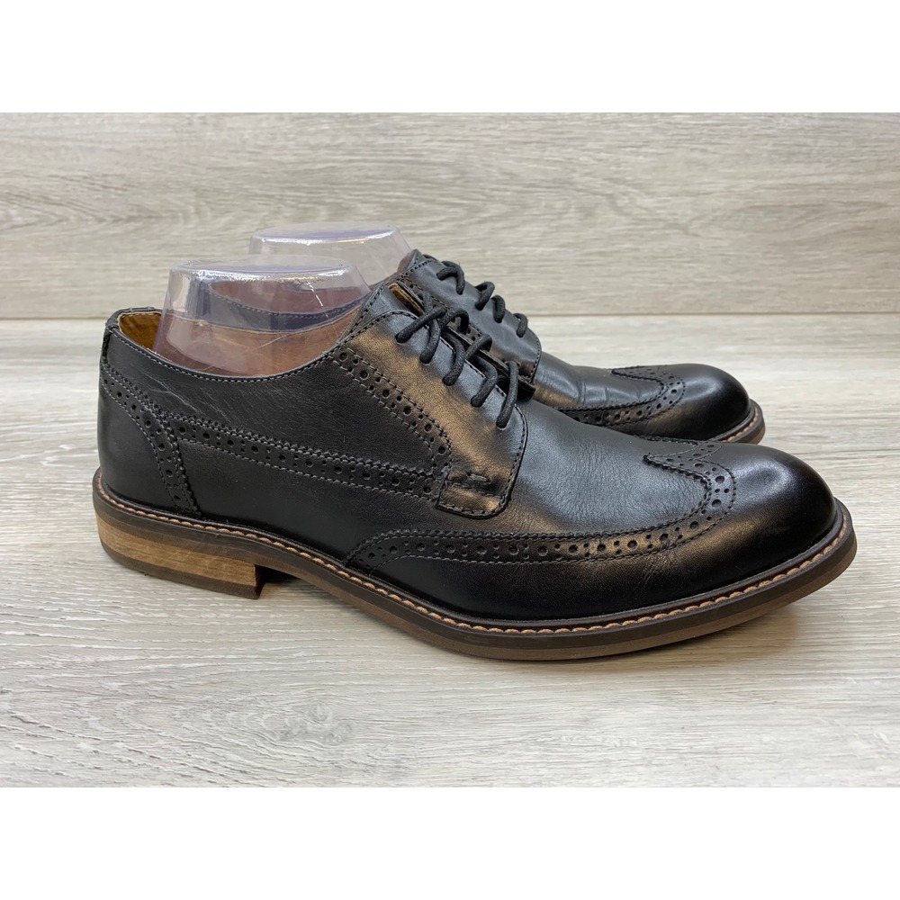 Vionic Bruno Men's Black Leather Wingtip Brogue Oxford Dress 10 Comfort Shoes